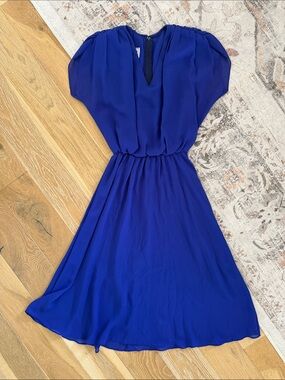 Vintage Elegant Blue Midi Dress